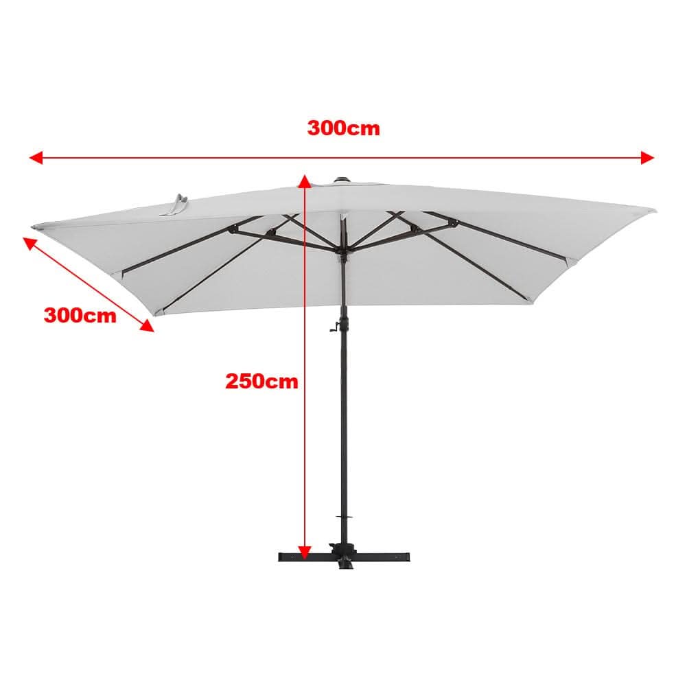 3 x 3M Garden Parasol Umbrella Cantilever Parasol with Petal Water Tank