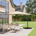 3 x 3M Square Cantilever Parasol Beige Outdoor Hanging Umbrella for Garden and Patio