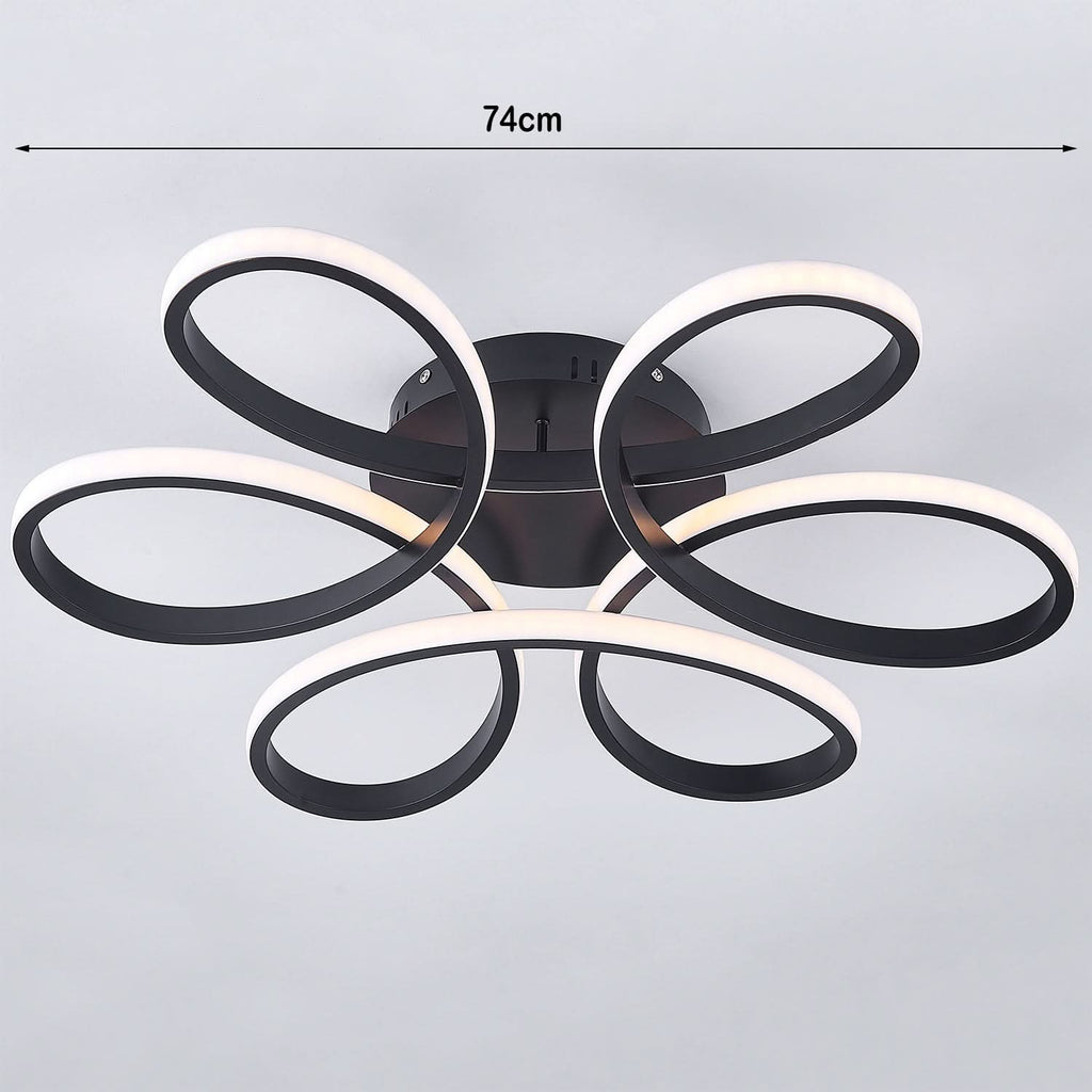 Black Frame Modern Dimmable/White LED Chandelier Ceiling Light
