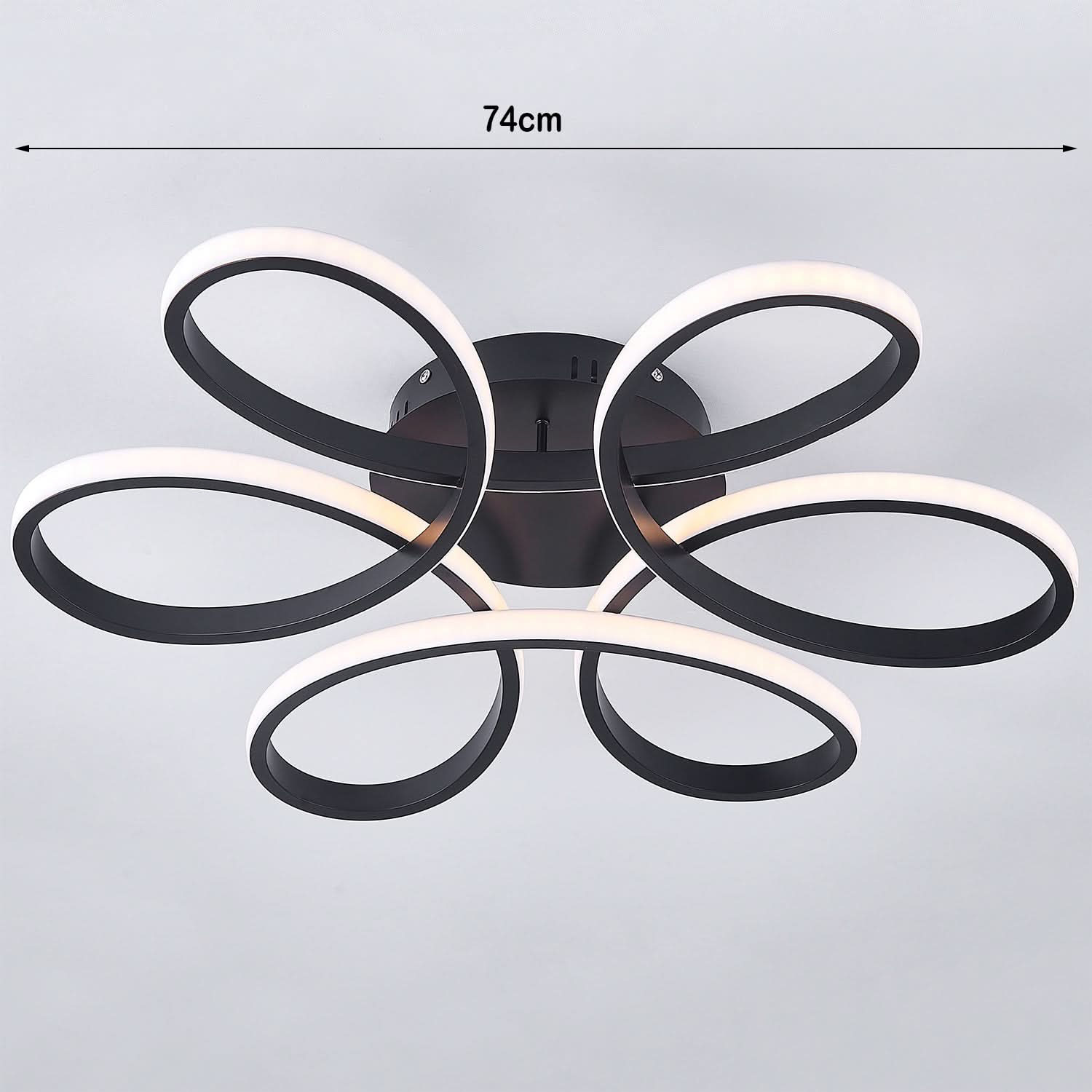 Black Frame Modern Dimmable/White LED Chandelier Ceiling Light