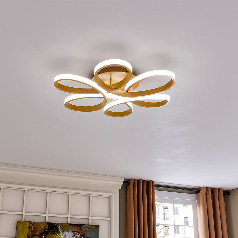 Golden Frame Modern Cool White LED Chandelier Ceiling Light
