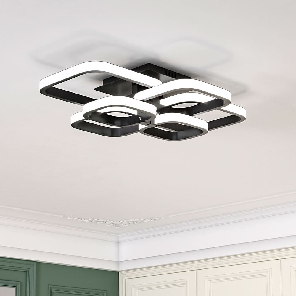Modern LED Ceiling Light with 6 Squares 102W Flush Mount Pendant Light
