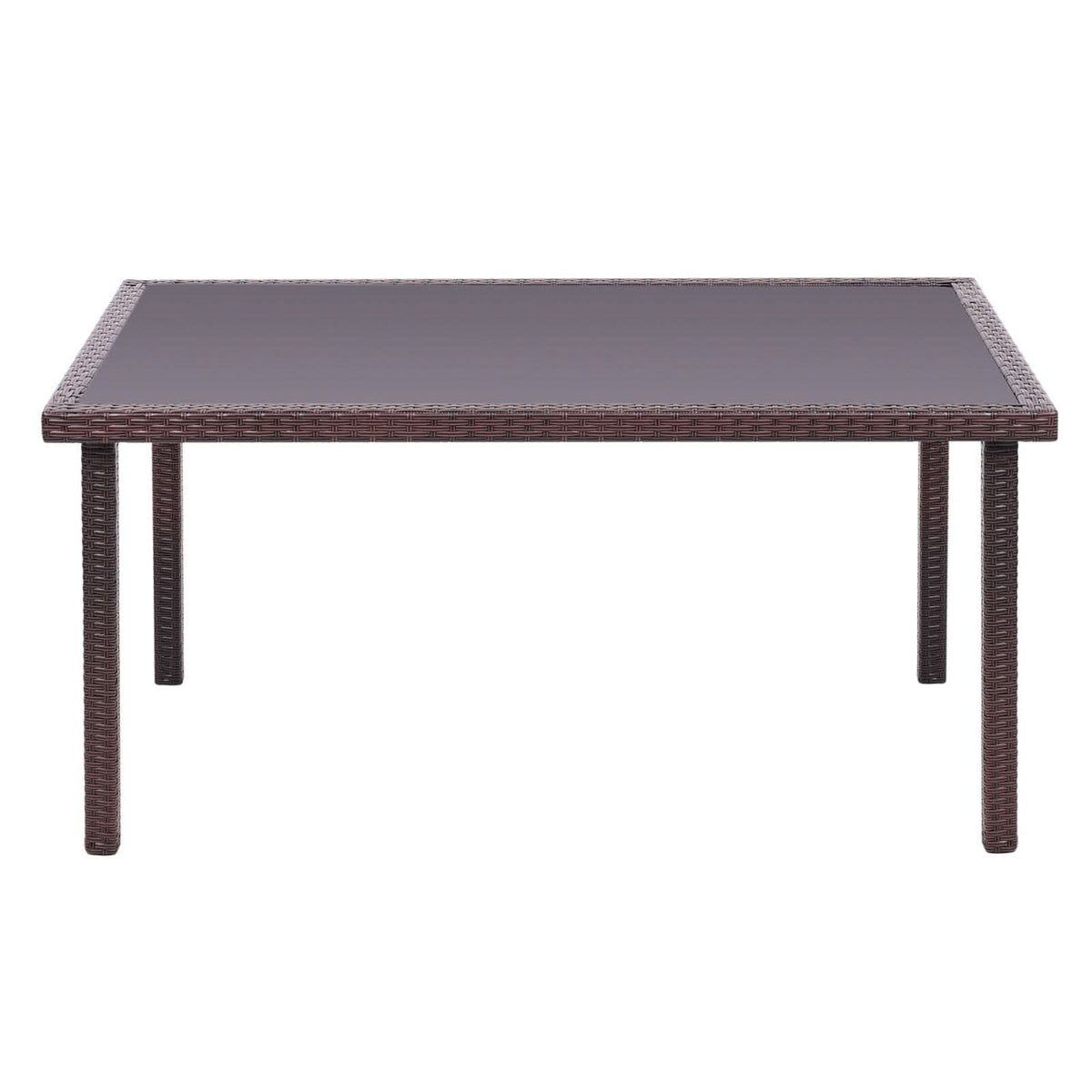 150cm Width Garden Dining Table Patio Outdoor Rectangle Table Black/Brown