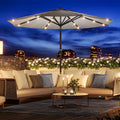 3M Garden Parasol Sun Umbrella Light Grey Iron With Solar LED Lights
