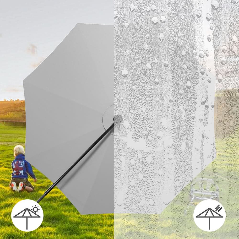 3M Cantilever Garden Parasols Light Grey Iron Banana Umbrella with LED Lights