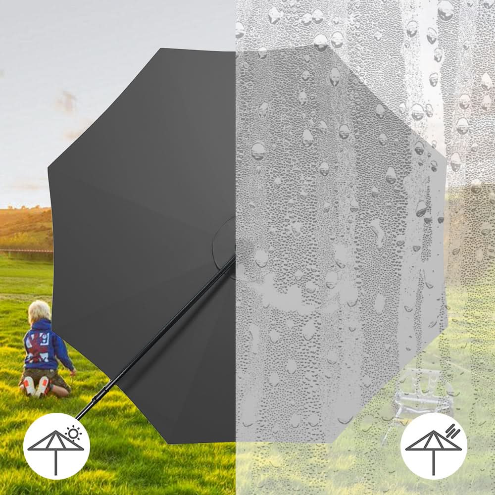 3M Cantilever Garden Parasols Dark Grey Iron Banana Umbrella with LED Lights