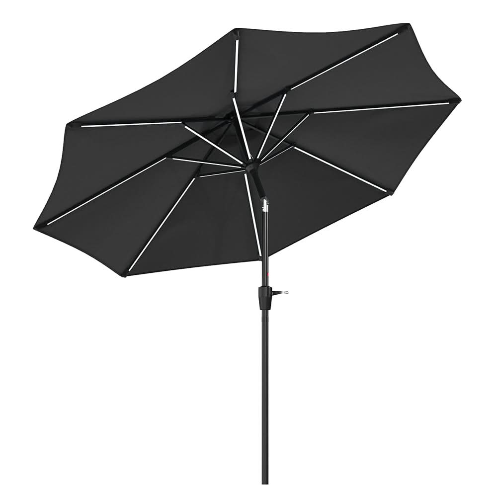3M Sunbrella Umbrella Dark Grey Lighted Market with Solar Strip LED Lights