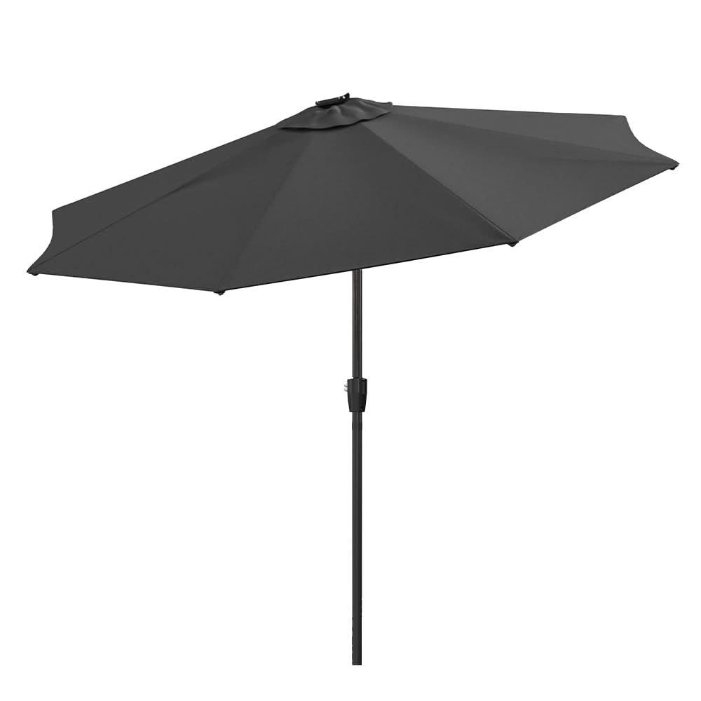 3M Sunbrella Umbrella Dark Grey Lighted Market with Solar Strip LED Lights
