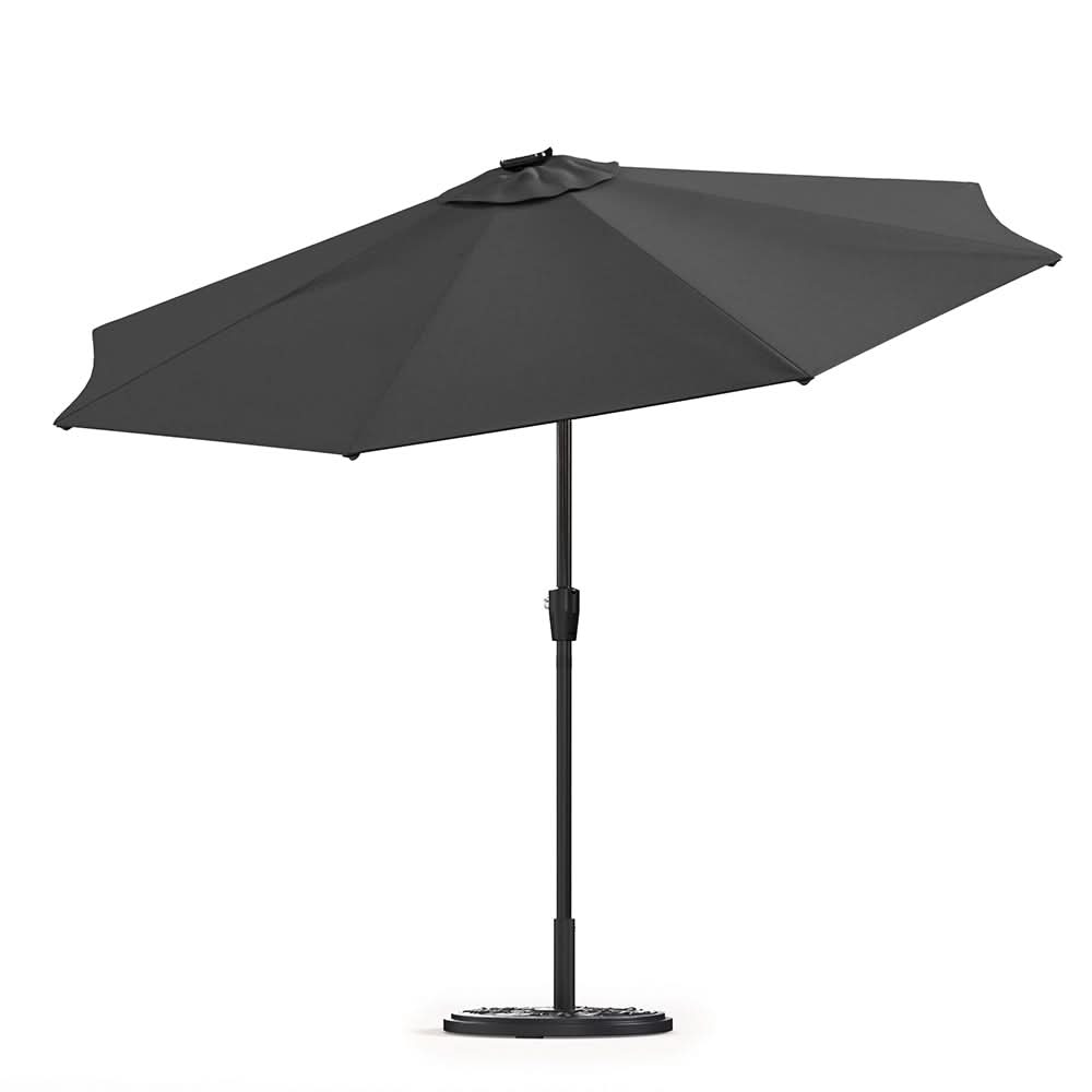 3M Sunbrella Umbrella Dark Grey Lighted Market with Solar Strip LED Lights