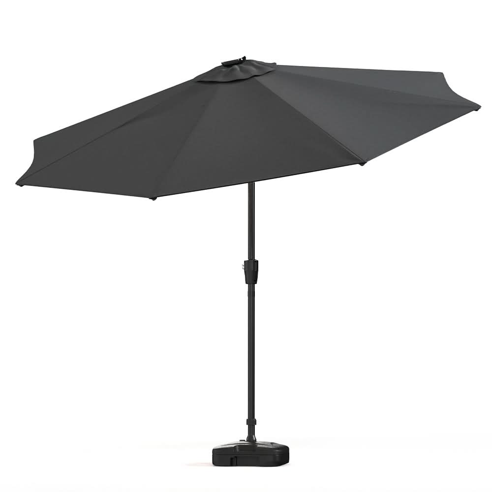 3M Sunbrella Umbrella Dark Grey Lighted Market with Solar Strip LED Lights