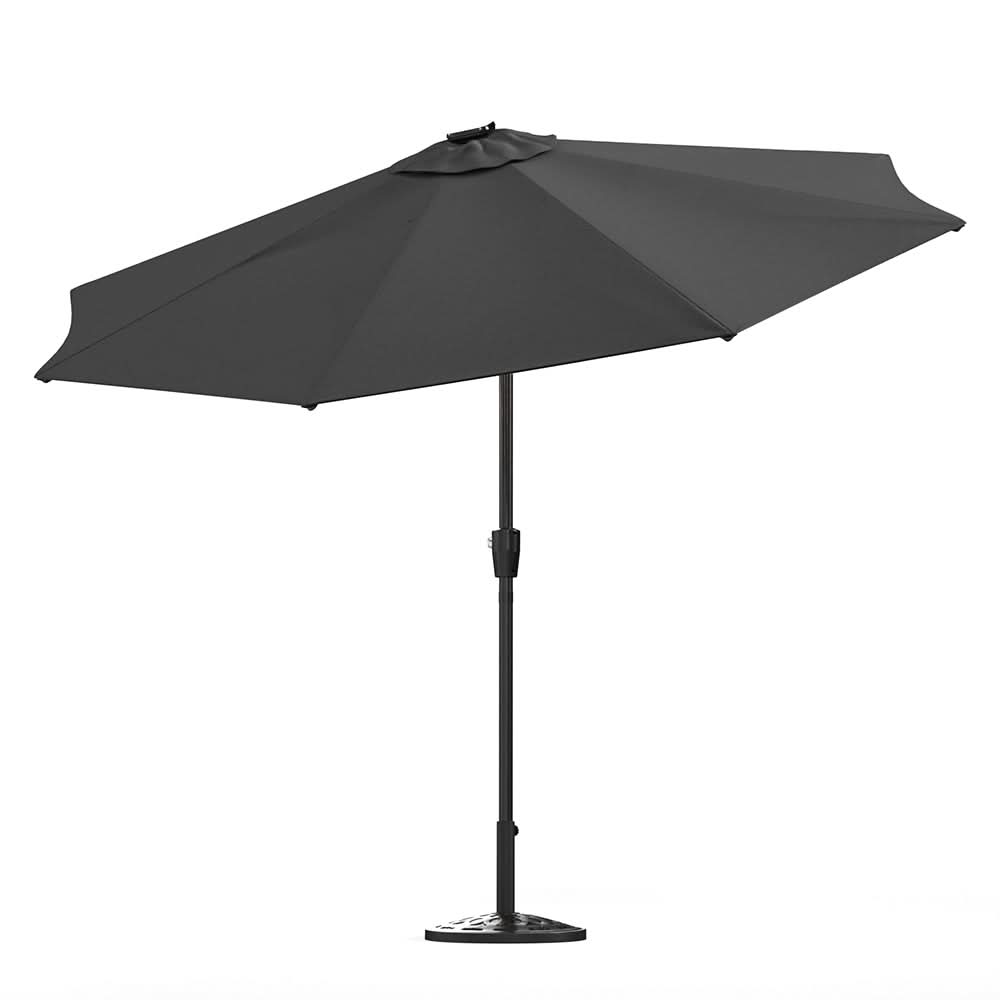 3M Sunbrella Umbrella Dark Grey Lighted Market with Solar Strip LED Lights