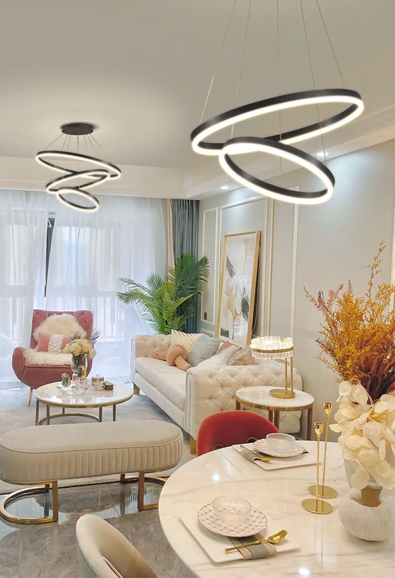 Modern 3 Ring Aluminum Round Hanging LED Pendant Light