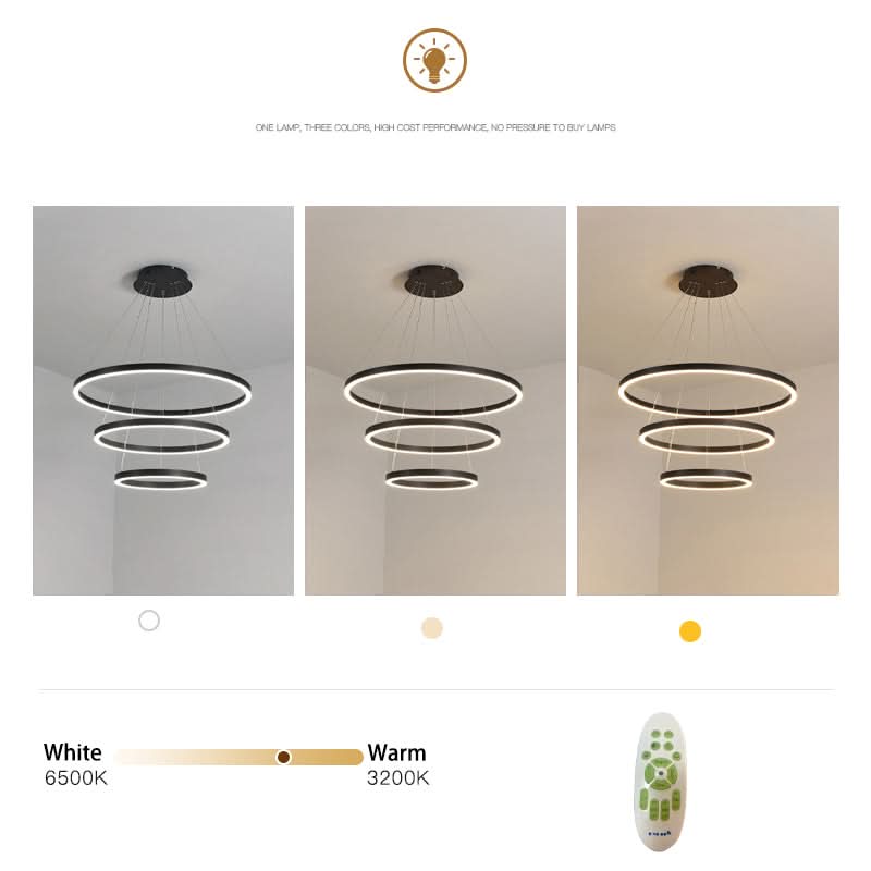 Modern 3 Ring Aluminum Round Hanging LED Pendant Light