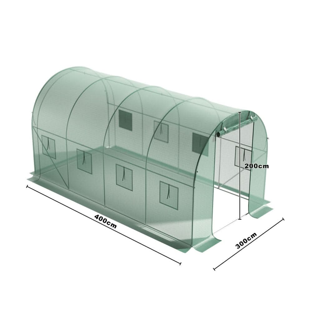13×9ft/ 19×9ft Metal Framed Walk-in Greenhouse with Zipper Door and Windows