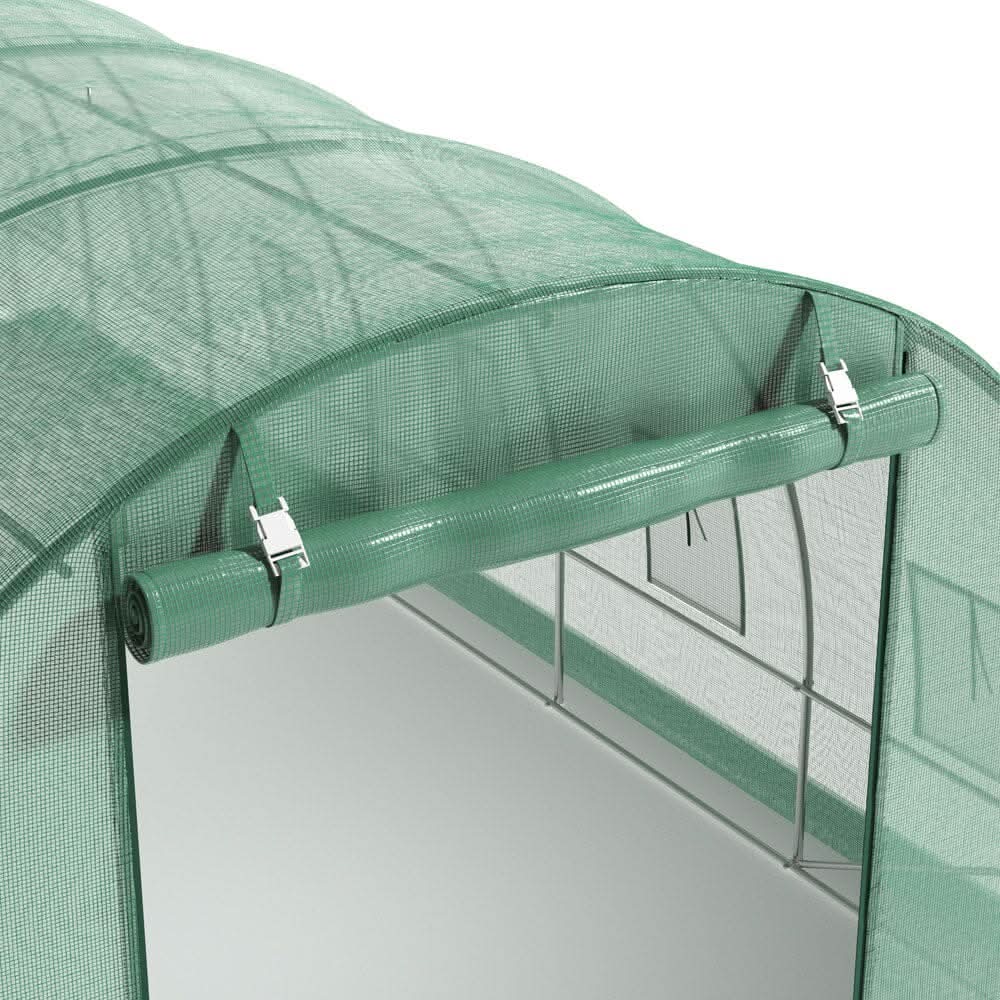 13×9ft/ 19×9ft Metal Framed Walk-in Greenhouse with Zipper Door and Windows