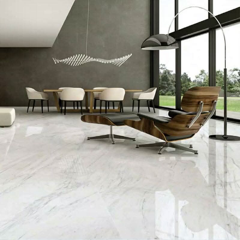 24/48Pcs White Square Stone Effect Floor Tiles