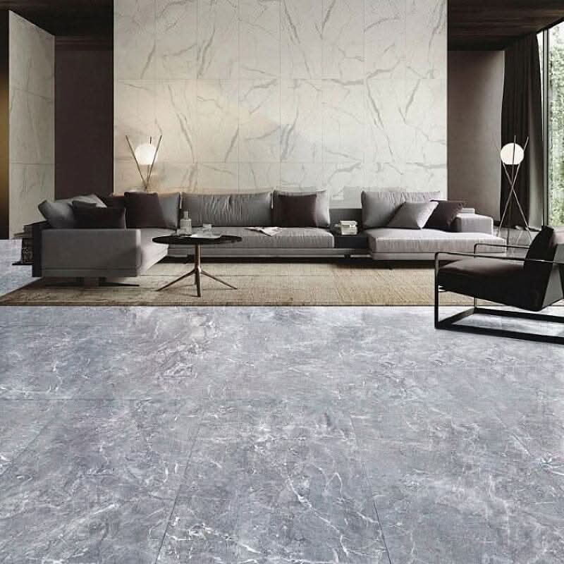 24/48Pcs White Square Stone Effect Floor Tiles