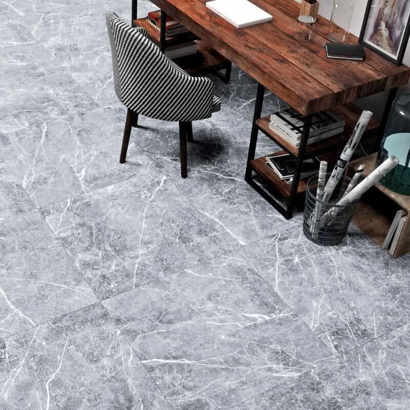 24/48Pcs White Square Stone Effect Floor Tiles