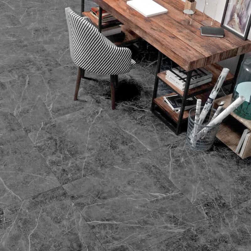 24/48Pcs White Square Stone Effect Floor Tiles