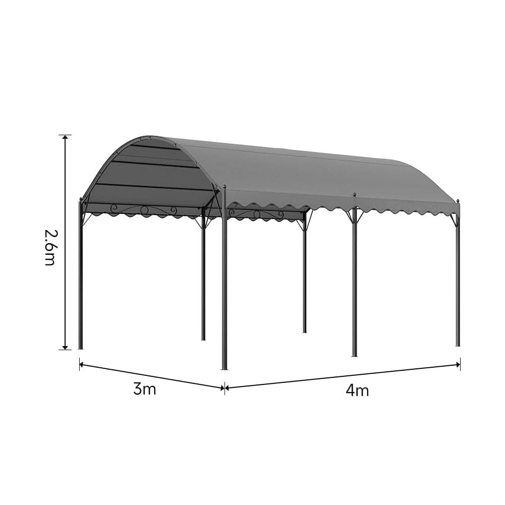 9ft Metal Arched Pergola with Shade Dark Grey