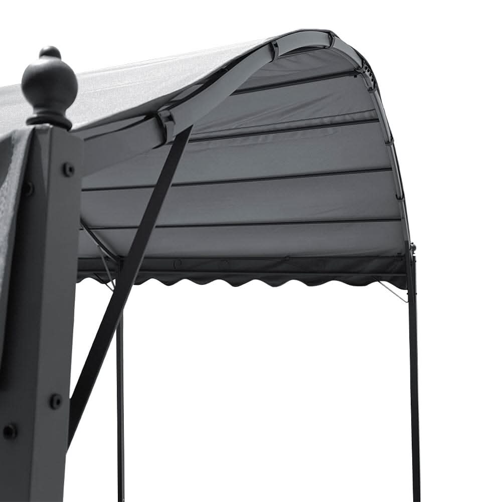9ft Metal Arched Pergola with Shade Dark Grey