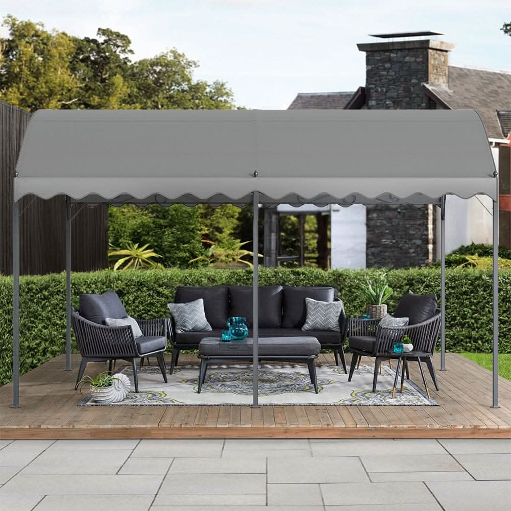 9ft Metal Arched Pergola with Shade Dark Grey