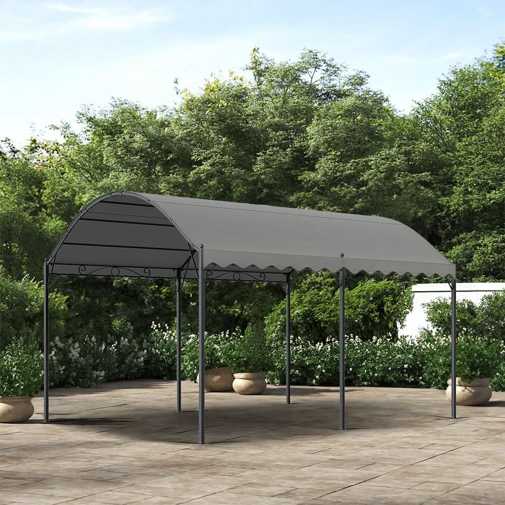 9ft Metal Arched Pergola with Shade Dark Grey