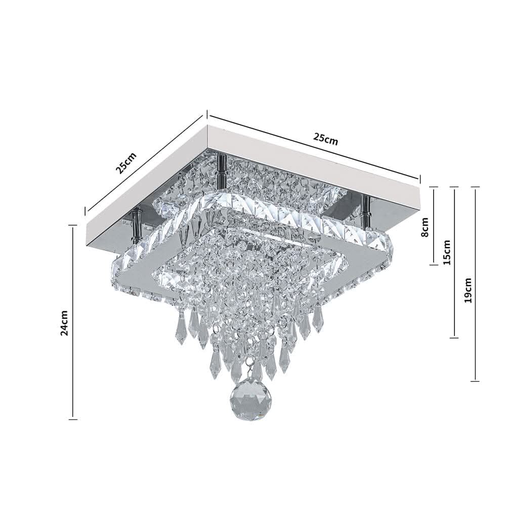 Modern Square Crystal Ceiling Light with Droplets