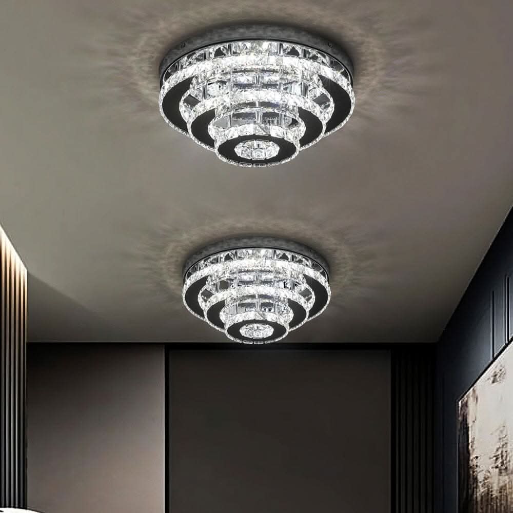 3-Tier Chic Crystal Ceiling Light with Chrome Finish