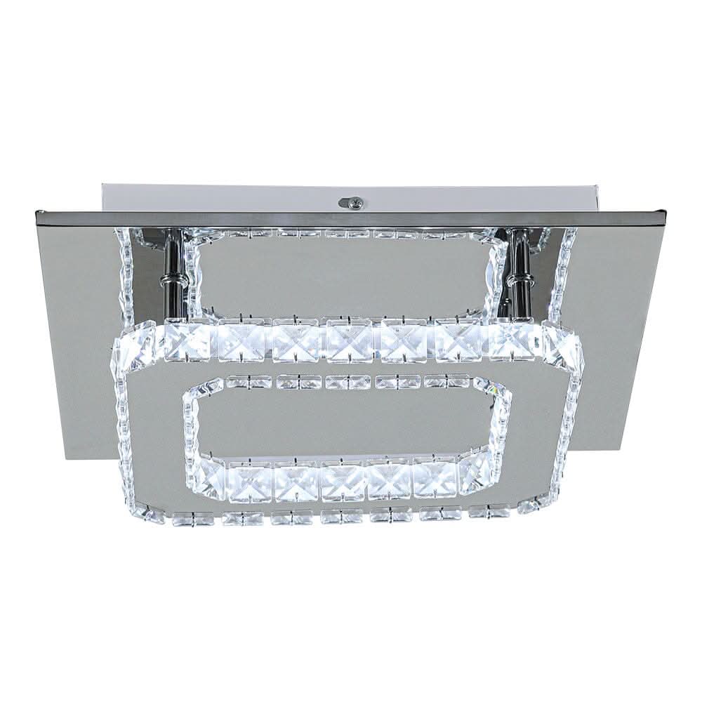 Modern Square Crystal Ceiling Light with Chrome Finish