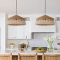 Lightsin Boho Handcrafted Woven Pendant Light with Tassels for Dining Room & Living Room