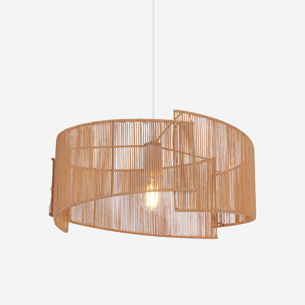 Lightsin Twist  Handwoven Paper Rope Pendant Light for Cozy Living Spaces