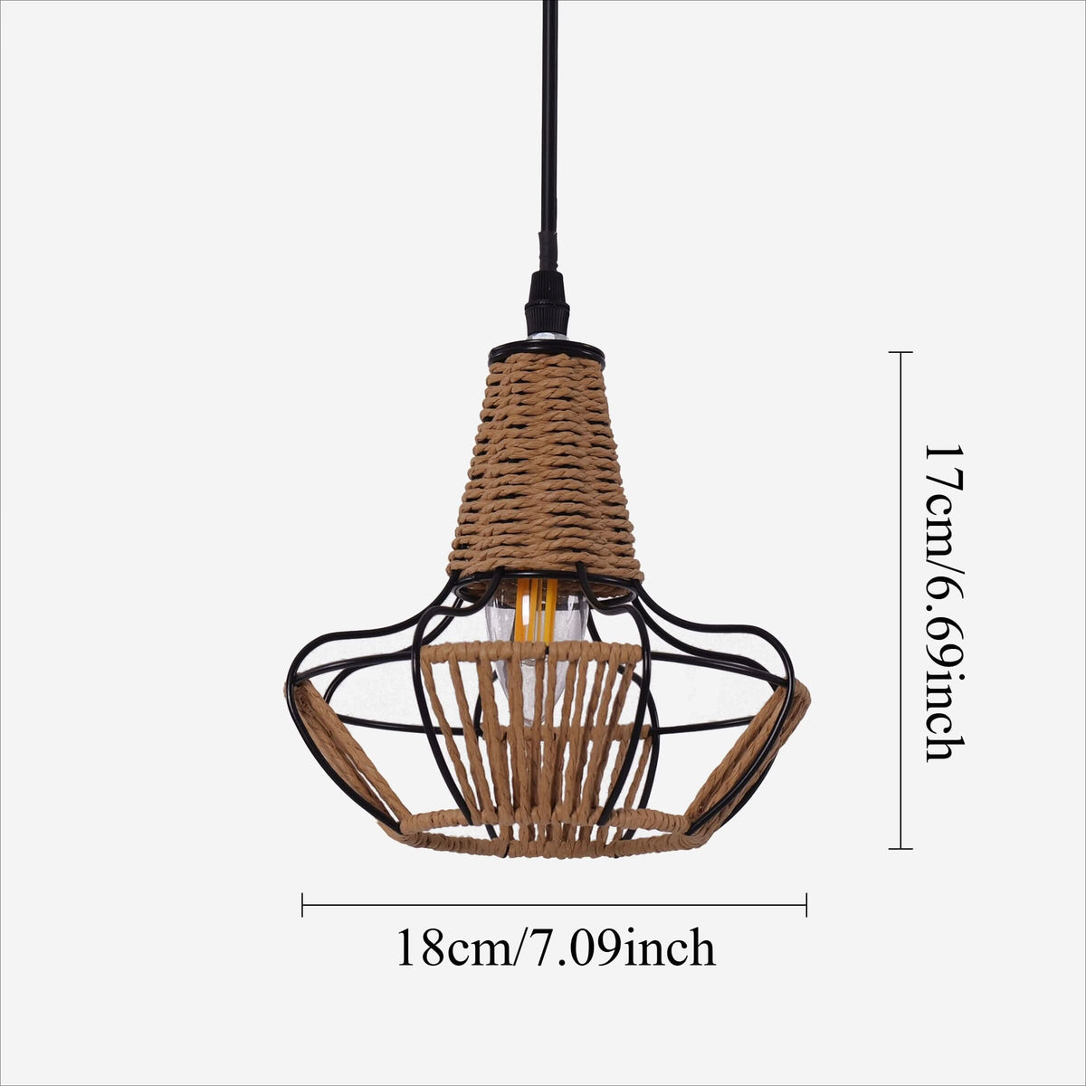 Glyph-Lightsin Woven Rattan Cage Pendant Light for Natural Charm and Effortless Elegance