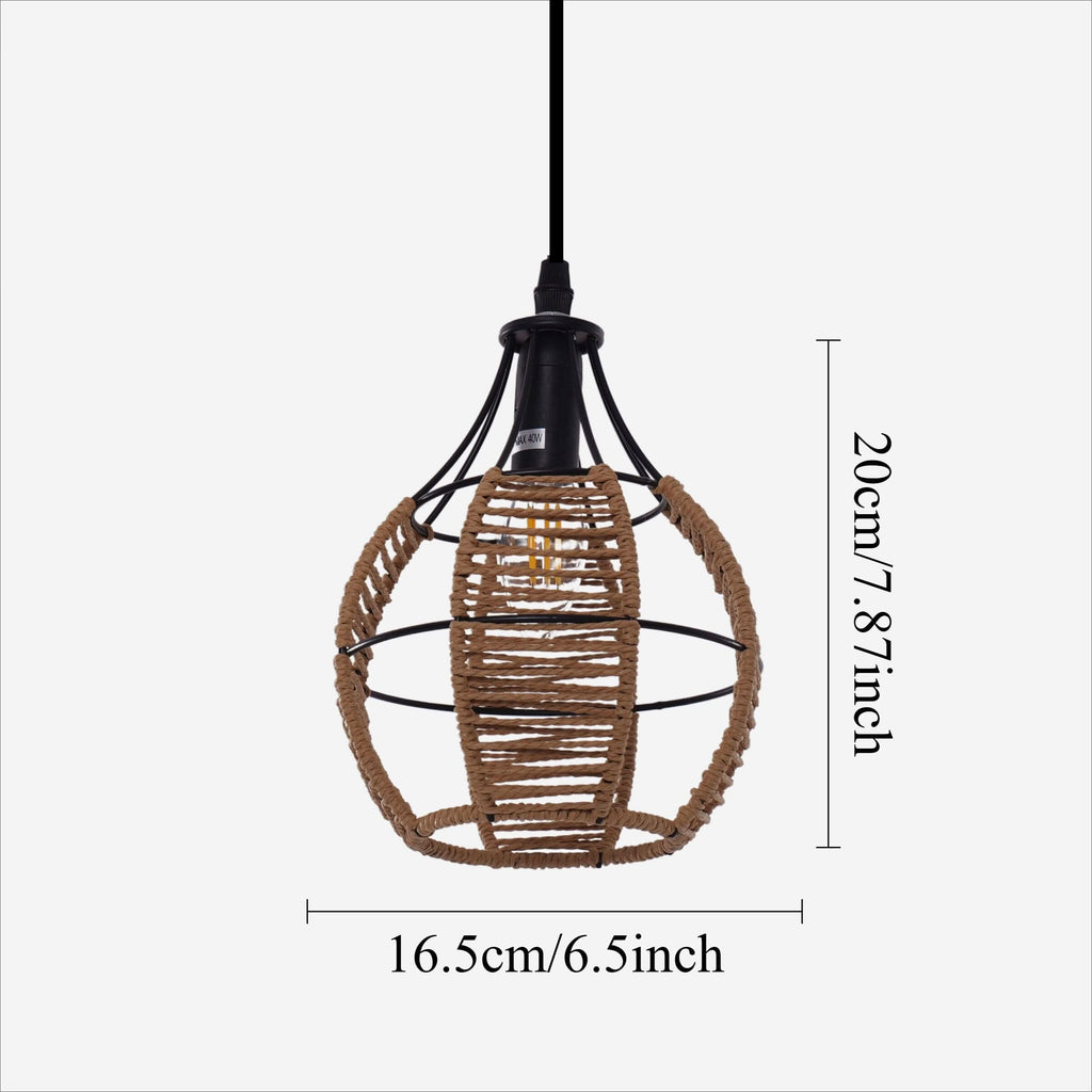 Glyph-Lightsin Rustic Iron Woven Rattan Pendant Light for Dining Room, Reading Corner & Bedroom