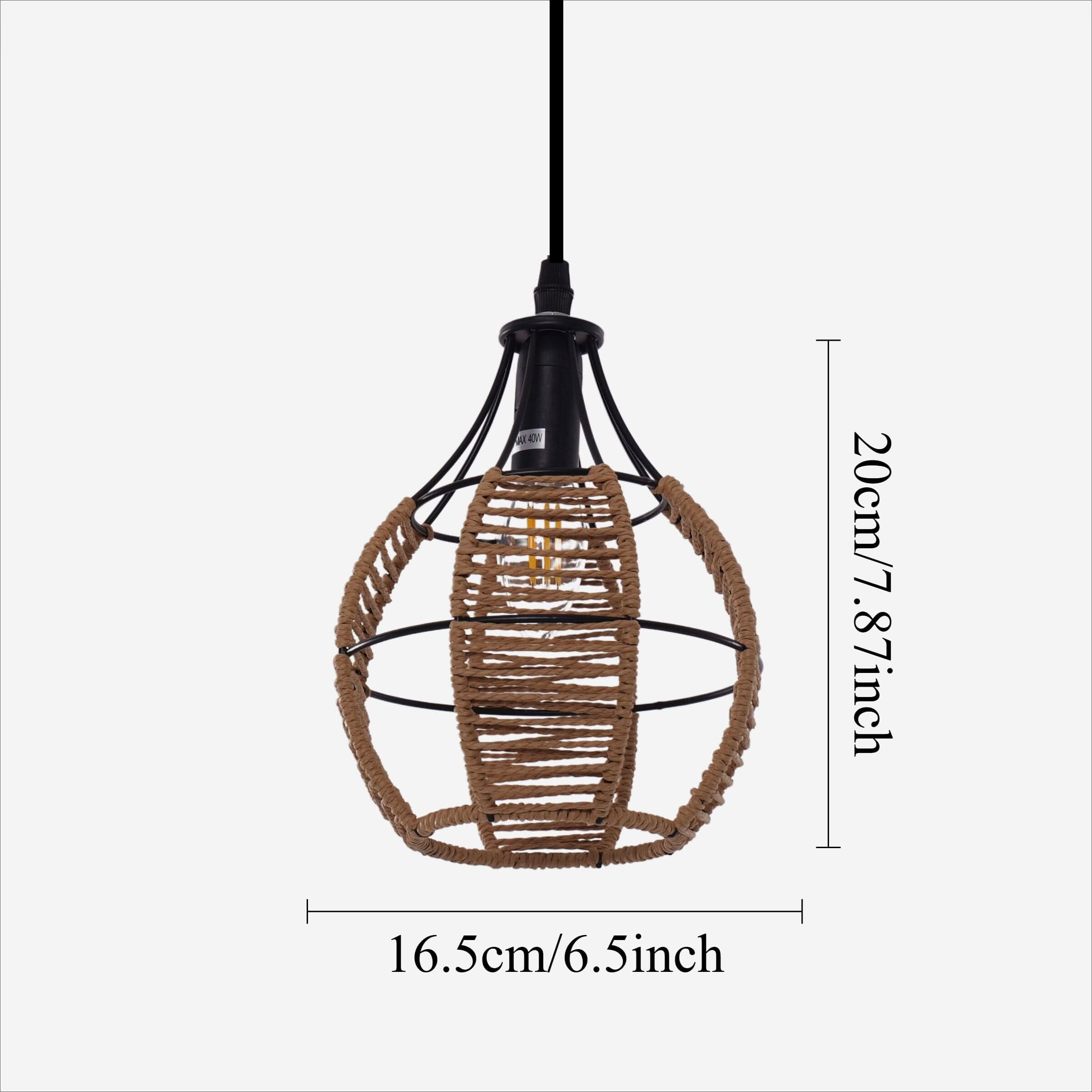 Glyph-Lightsin Rustic Iron Woven Rattan Pendant Light for Dining Room, Reading Corner & Bedroom
