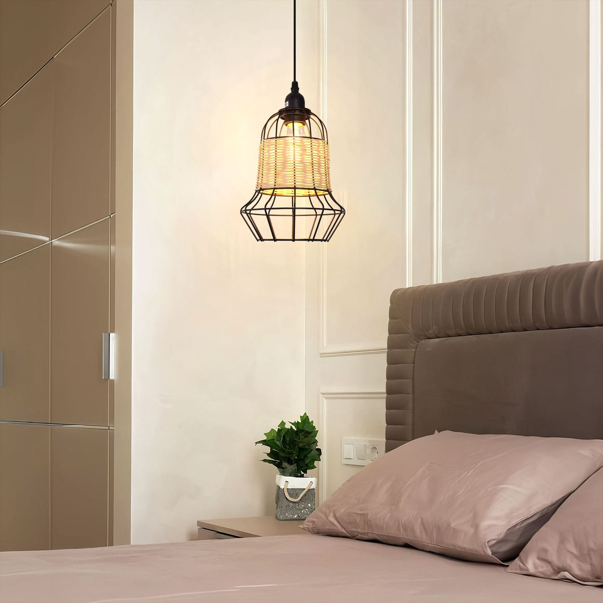 Glyph-Lightsin Basket-Inspired Bar Pendant Light Natural Rattan Pendant Lighting