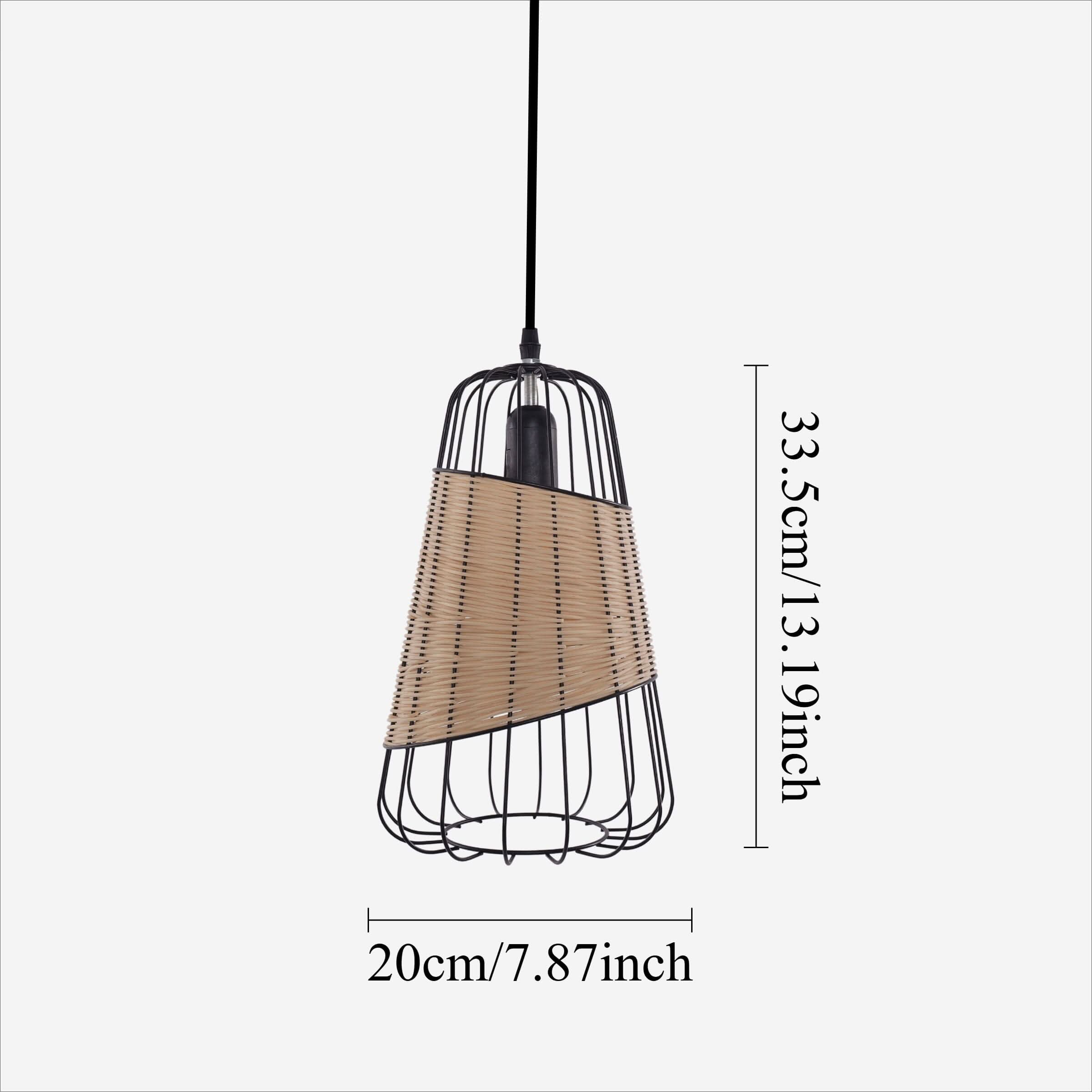 Glyph-Lightsin Rustic Iron Woven Rattan Pendant Light for Dining Room, Reading Corner & Bedroom