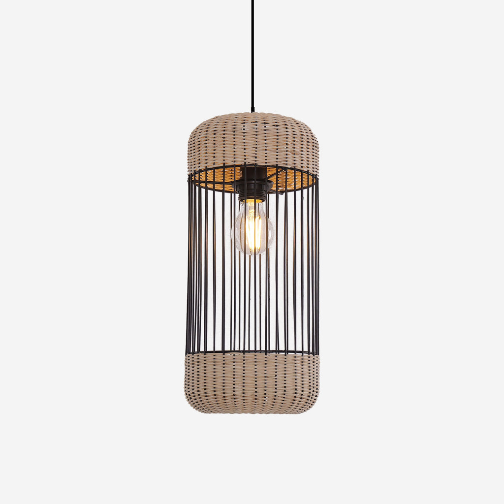 Glyph-Lightsin Cylinder-Inspired Rattan Pendant Light for Warm Natural Elegance