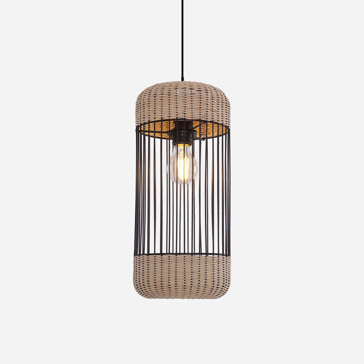 Glyph-Lightsin Cylinder-Inspired Rattan Pendant Light for Warm Natural Elegance