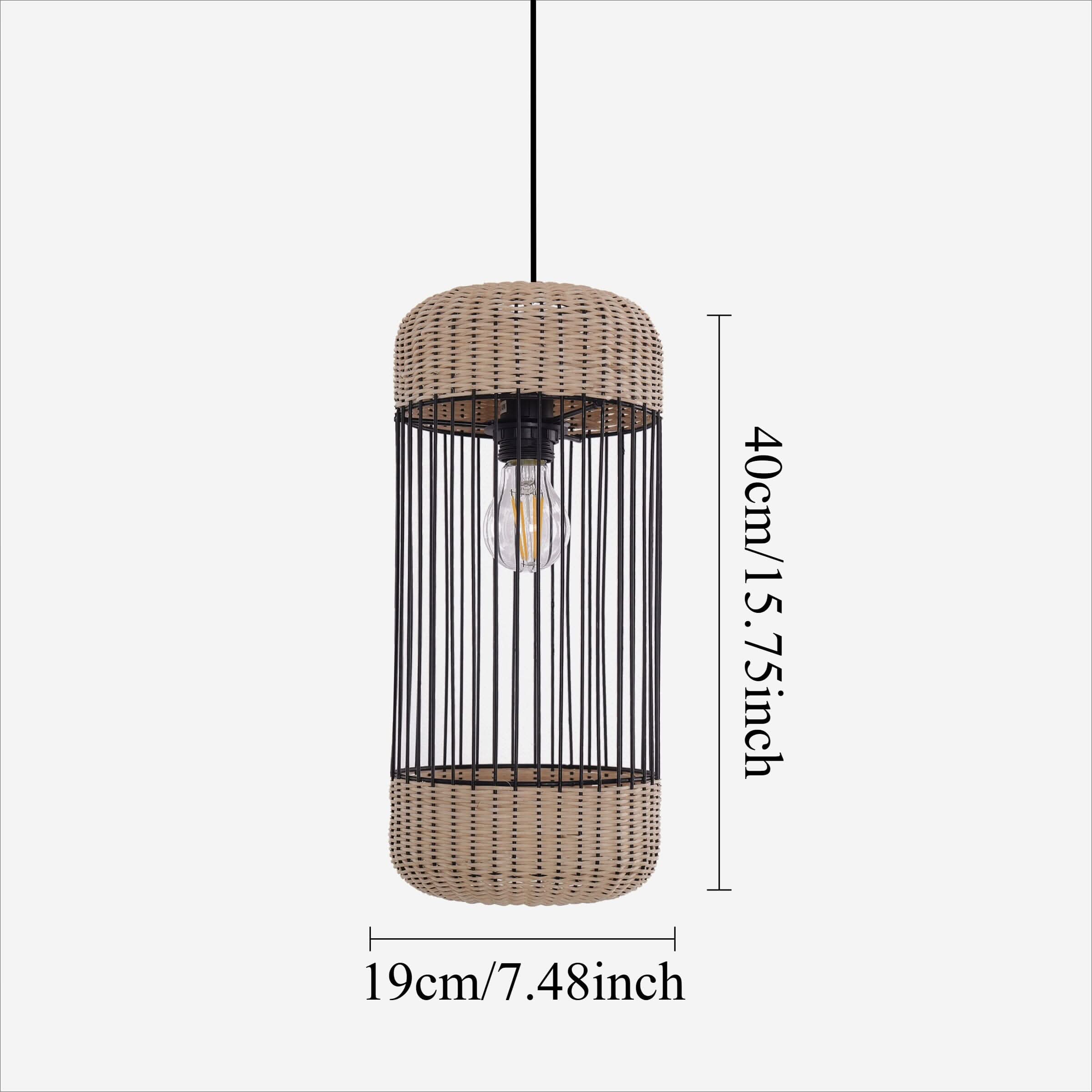 Glyph-Lightsin Cylinder-Inspired Rattan Pendant Light for Warm Natural Elegance