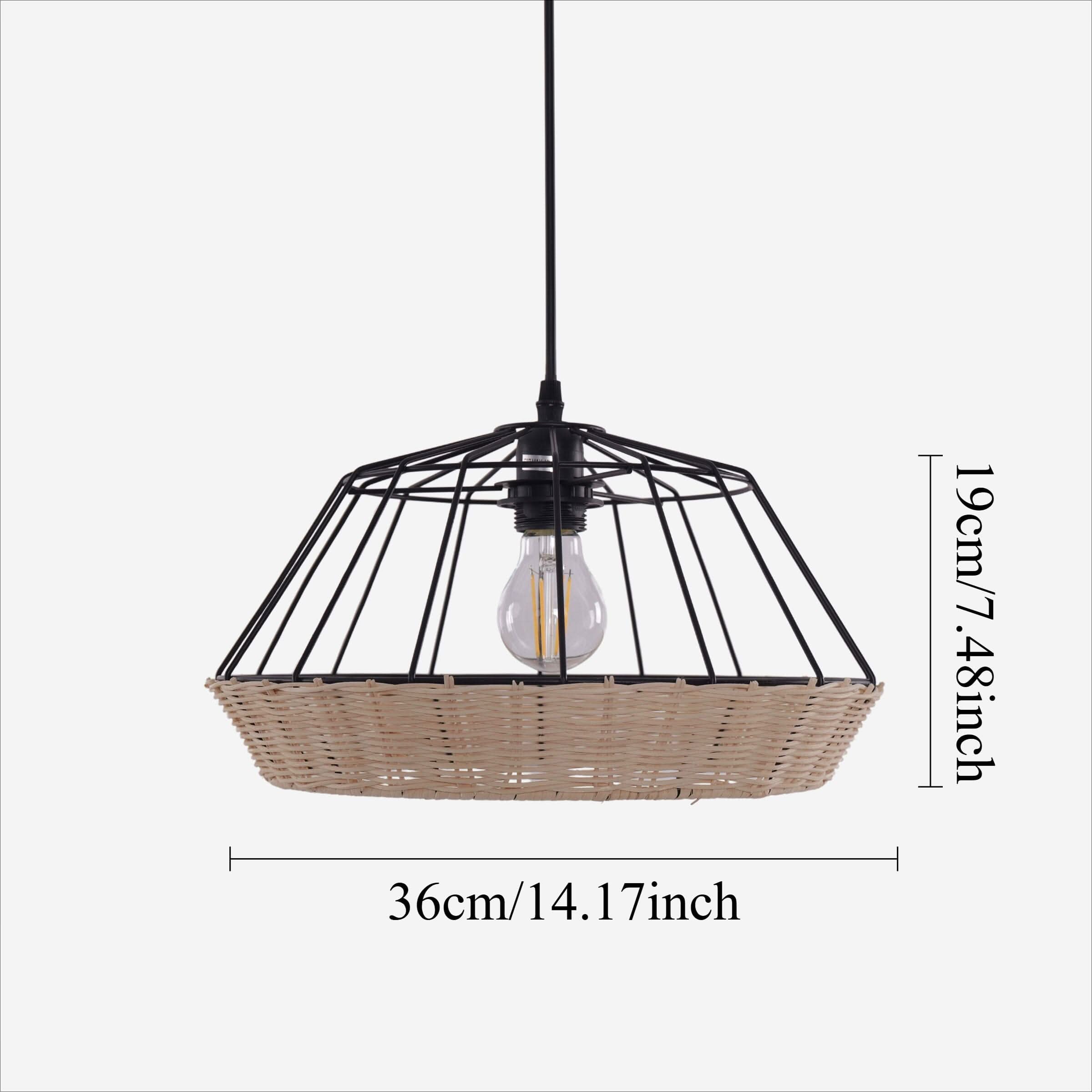 Glyph-Lightsin Rustic Iron Woven Rattan Pendant Light for Dining Room, Reading Corner & Bedroom
