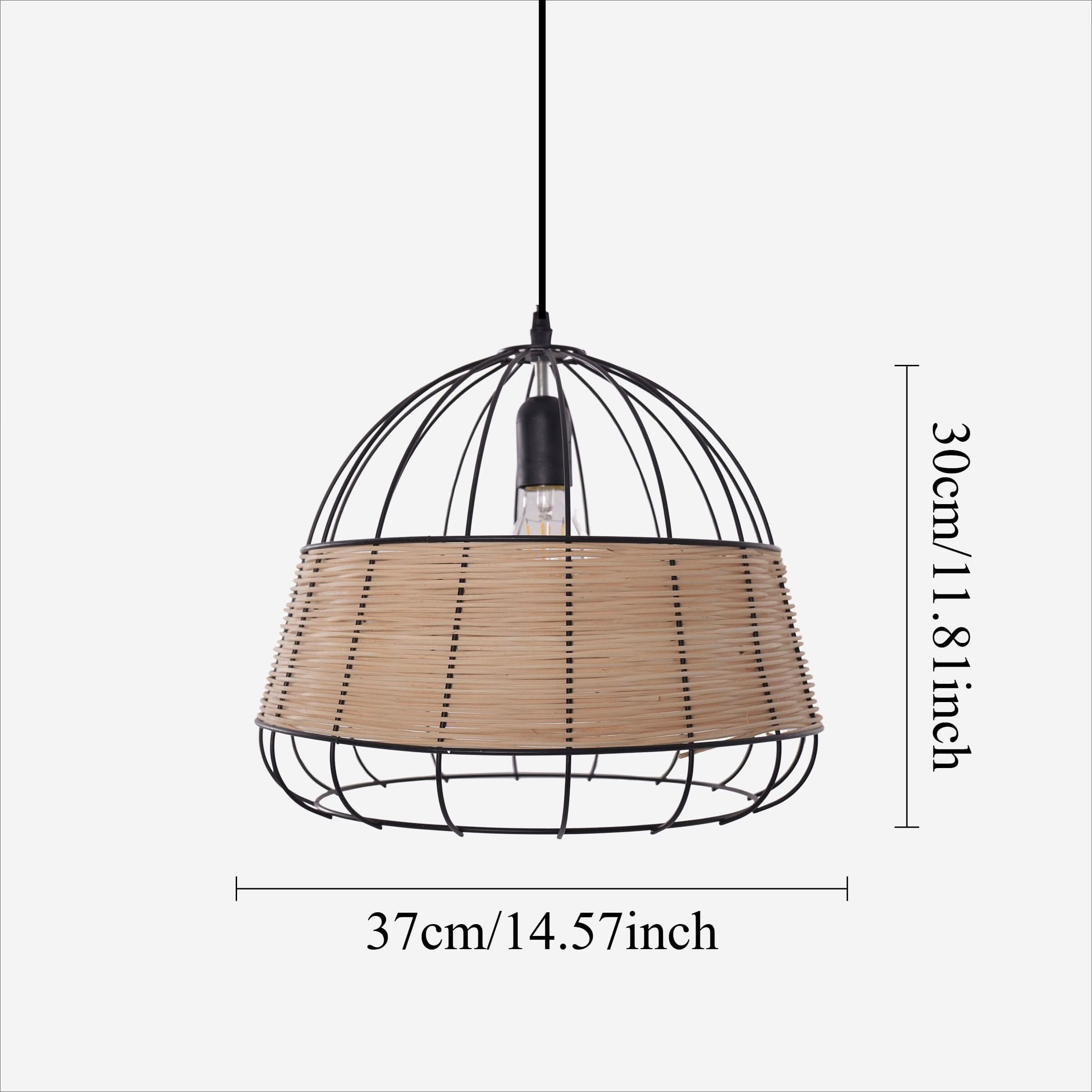 Glyph-Lightsin Handcrafted Rattan Pendant Light with Iron Frame for Home Decor
