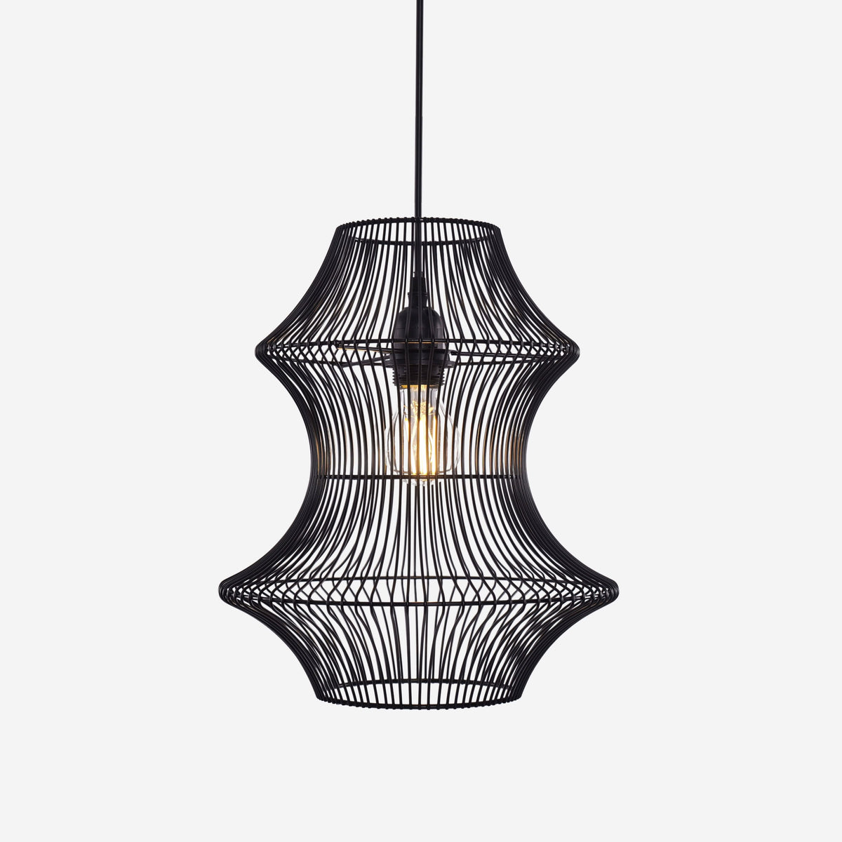 Glyph-Lightsin Industrial Black Iron Pendant Light with Hourglass Shape