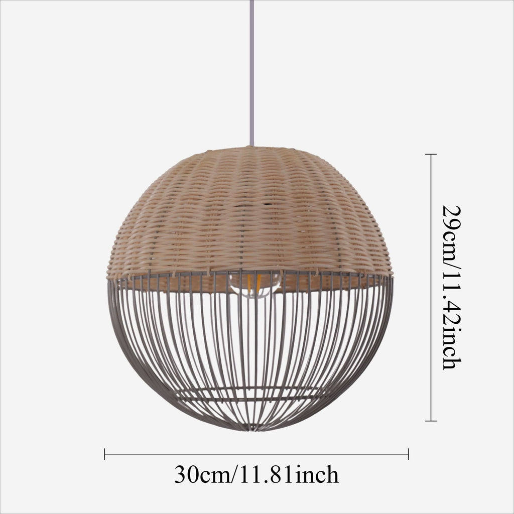 Glyph-Lightsin Chic Rattan and Metal Pendant Light for Kitchen