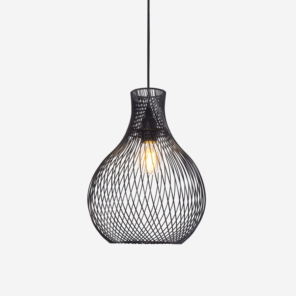 Glyph-Lightsin Minimalist Black Wire Cage Pendant Light for Home Decor