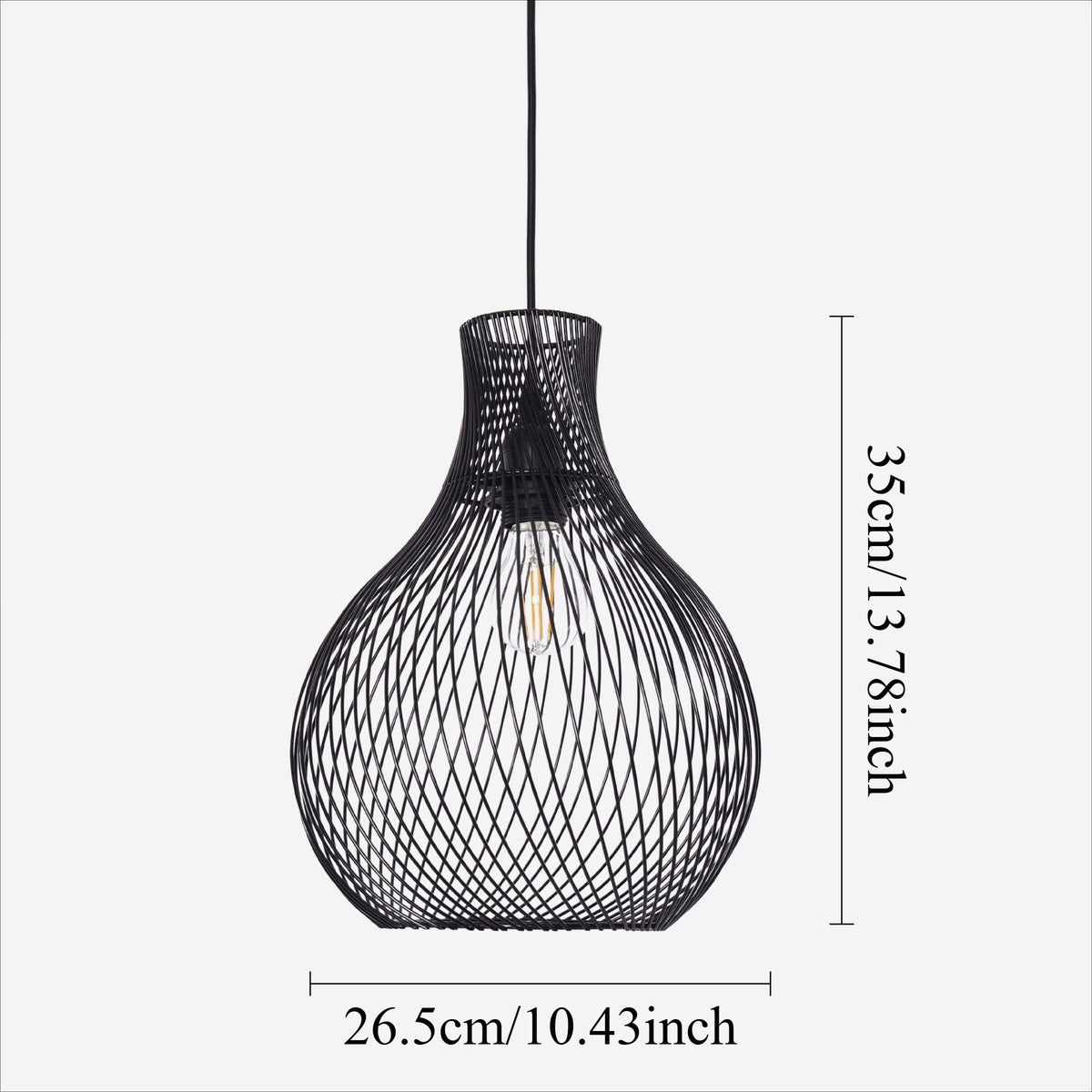 Glyph-Lightsin Minimalist Black Wire Cage Pendant Light for Home Decor