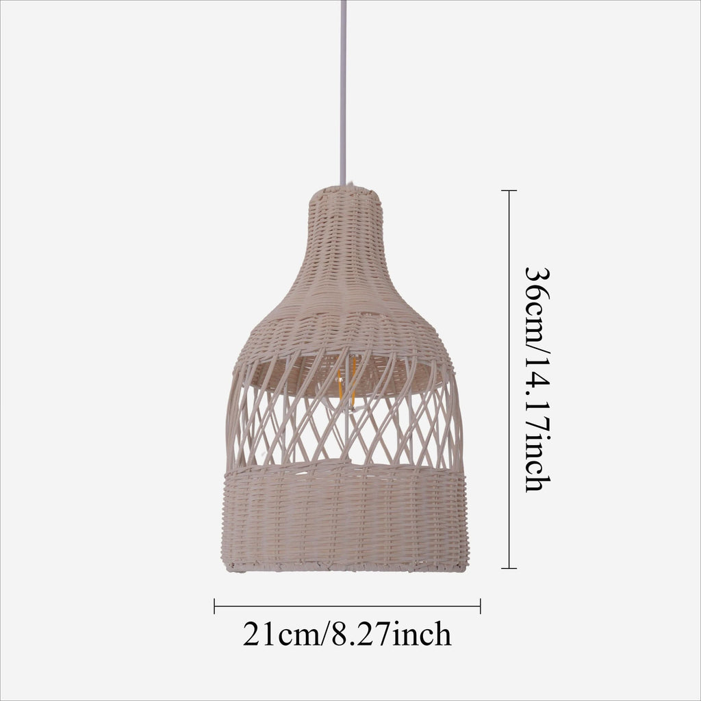 Lightsin Sustainable Handwoven White Rattan Light Fixture