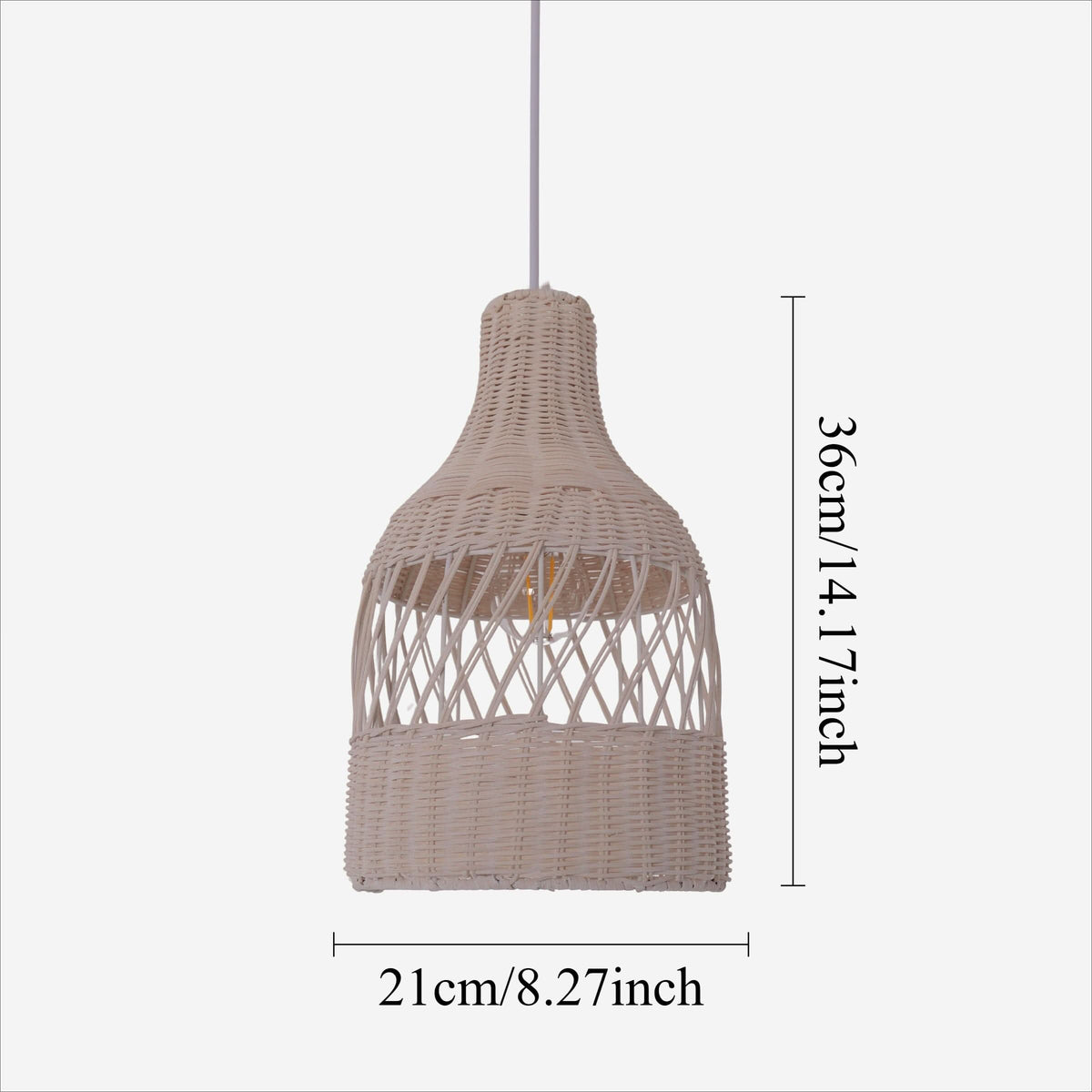 Lightsin Sustainable Handwoven White Rattan Light Fixture