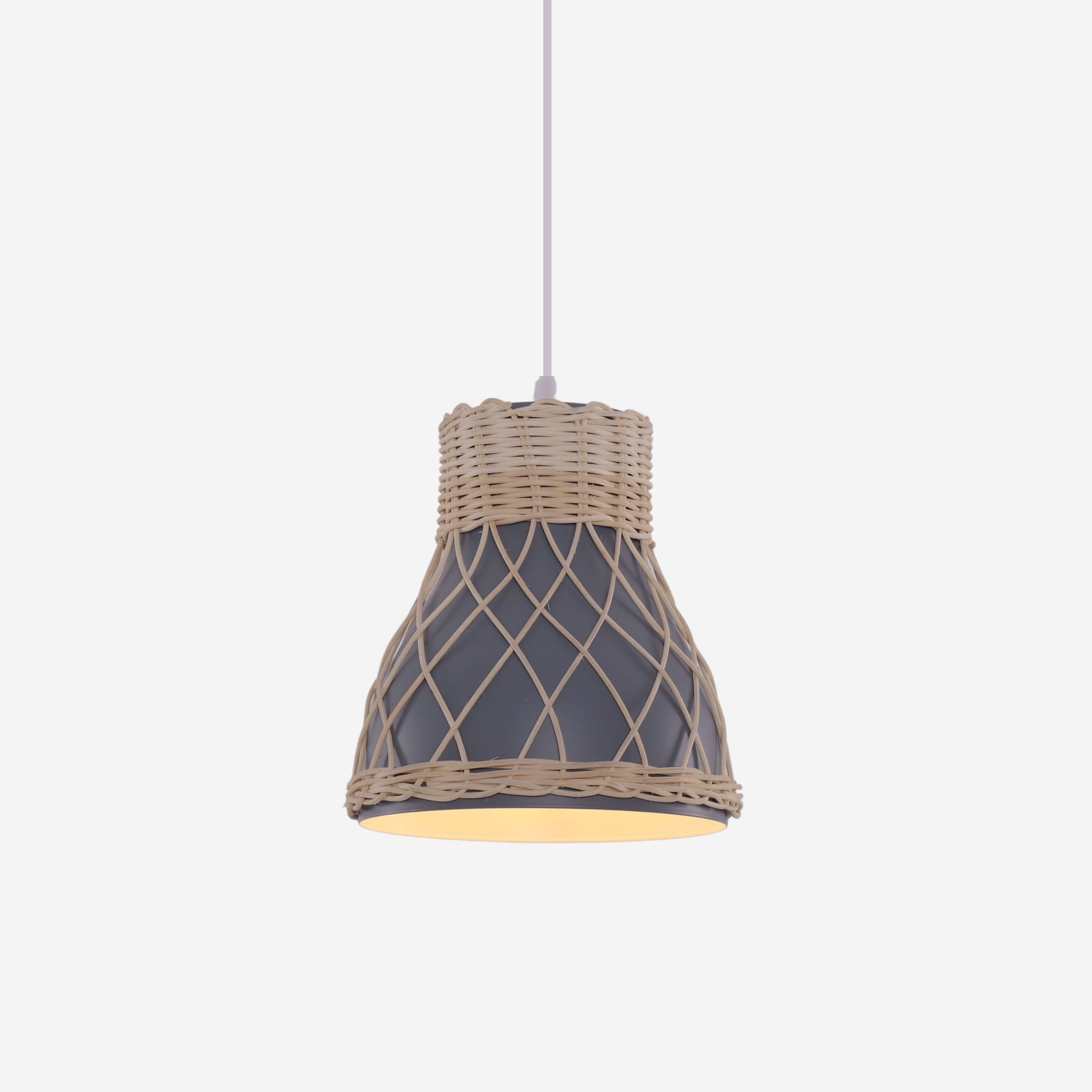 Lightsin Modern Rattan Pendant Light Available in Grey, Pink, and White
