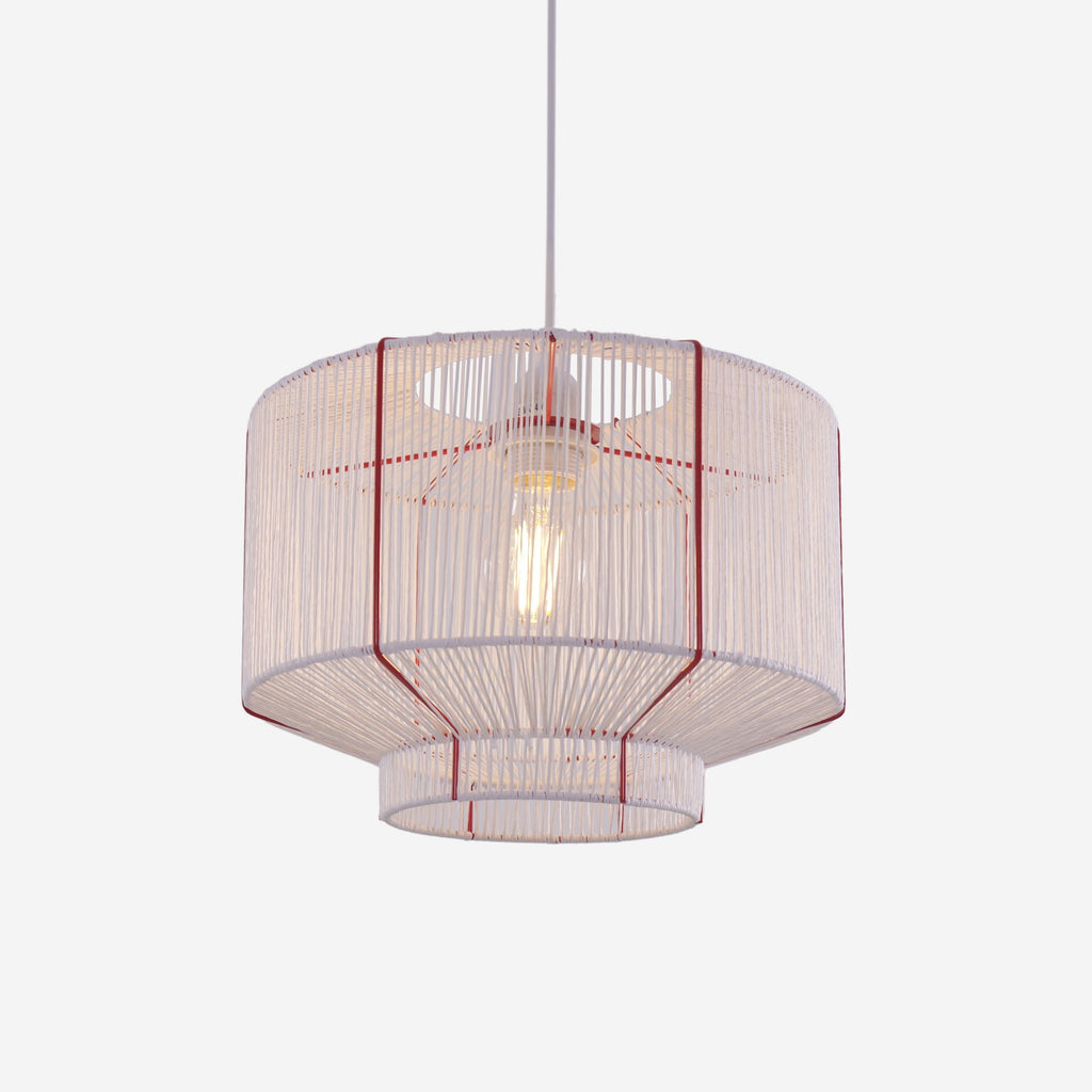 Lightsin Modern Handwoven White Paper Rope Pendant Light for Cozy Interiors